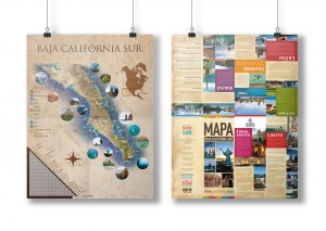 Diseño de folleto+mapa plegable - Turismo Baja California Sur